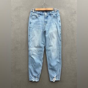 Hollister Women’s Size 9L High-Rise Mom Jean Light Wash Denim Raw Hem